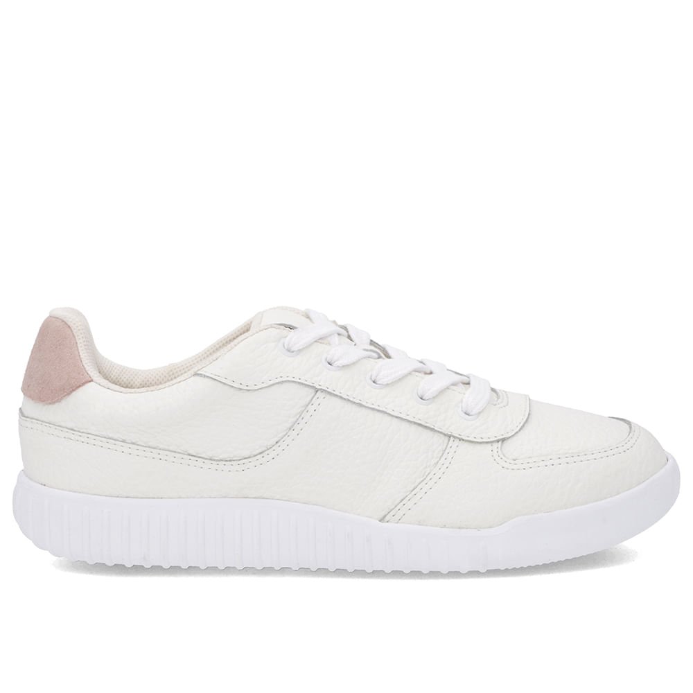 Tênis Casual Branco Couro Cadarço