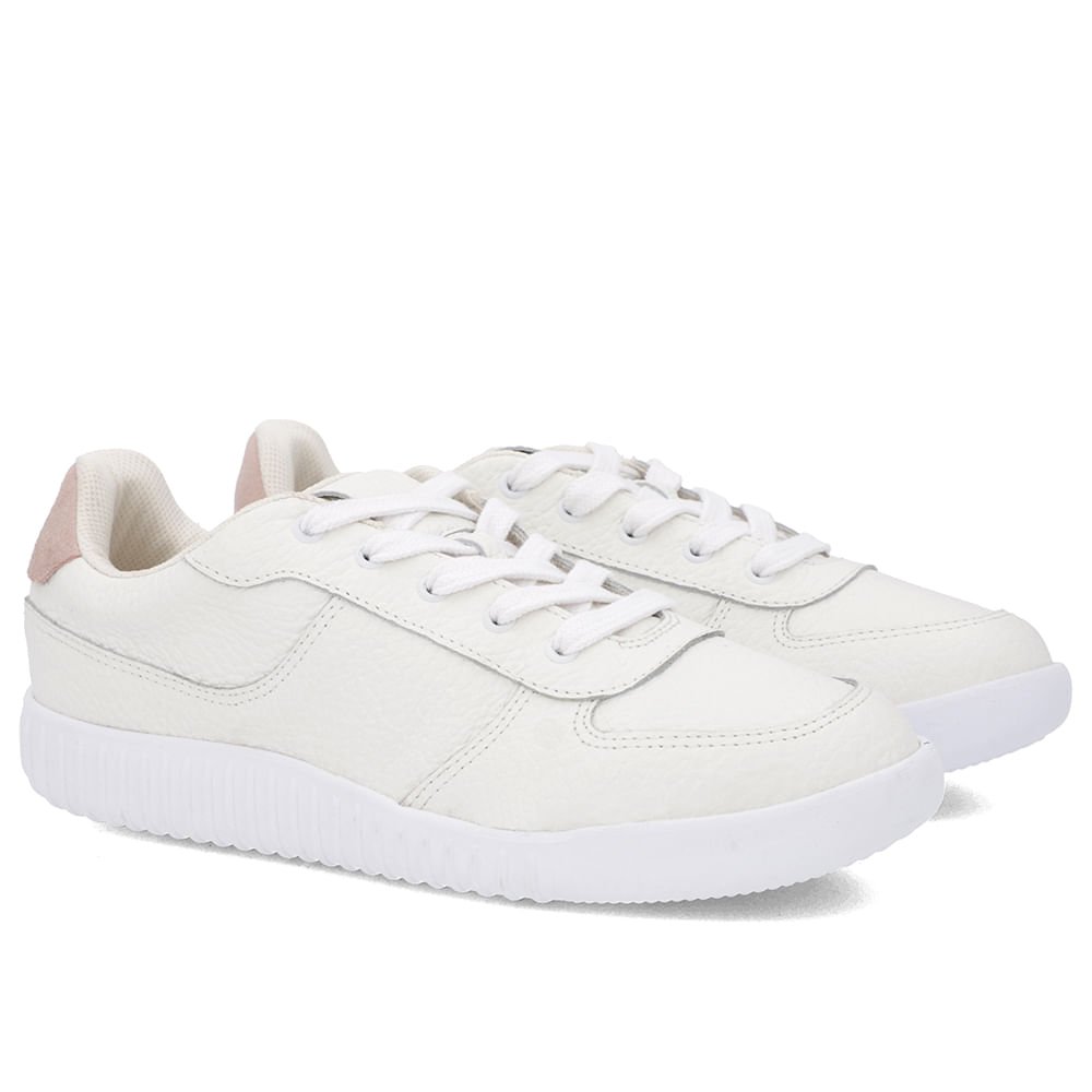 Tênis Casual Branco Couro Cadarço Branco 2