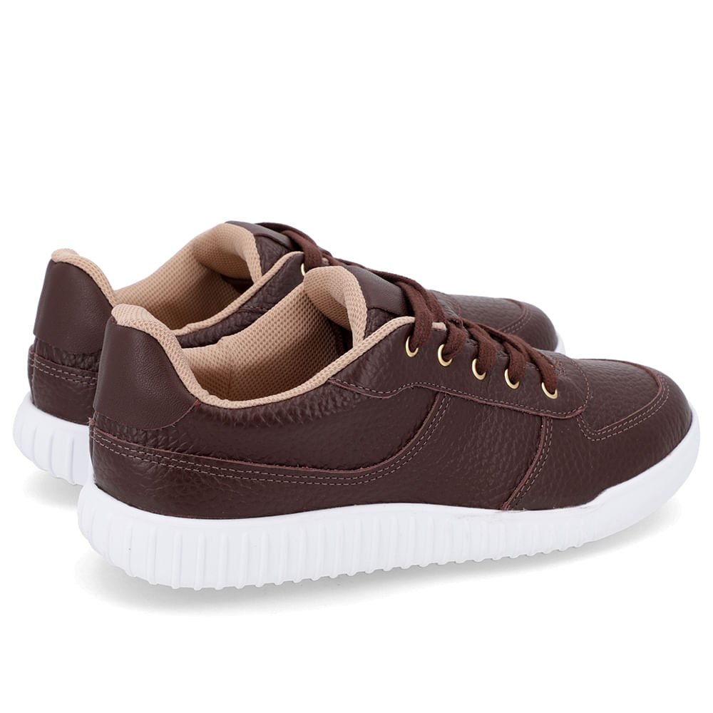 Tênis Casual Marrom Couro Cadarço Marrom 3
