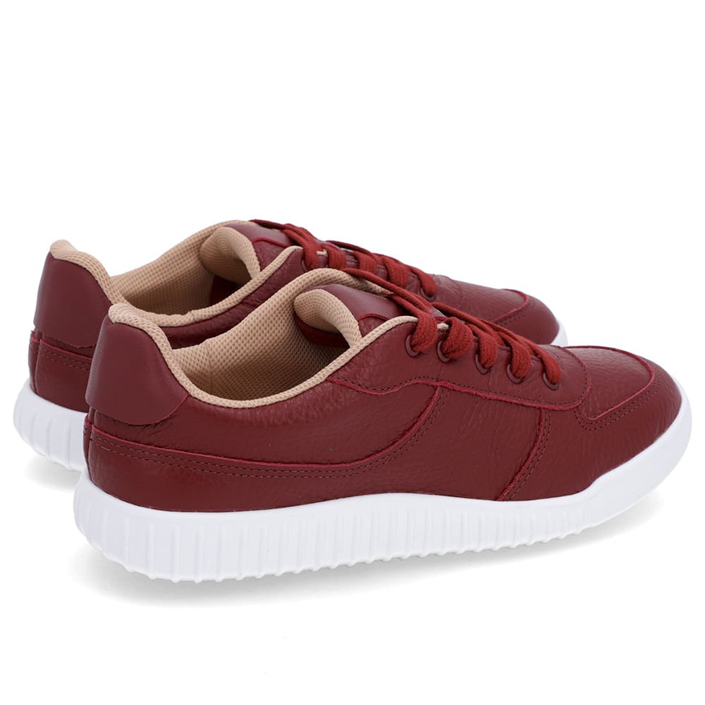 Tênis Casual Vermelho Couro Cadarço Vermelho 3