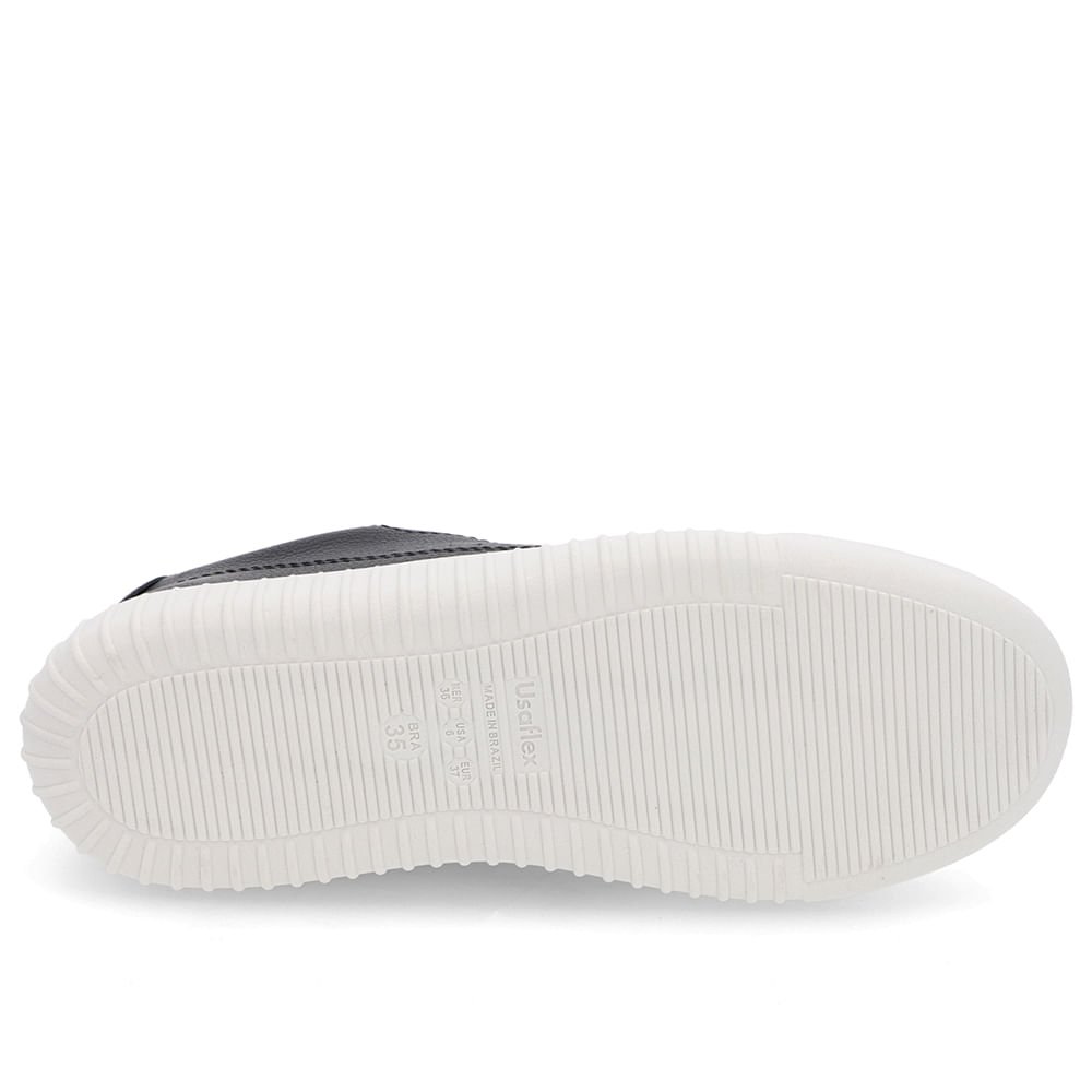 Tênis Casual Preto Couro Cadarço Elástico Preto 5