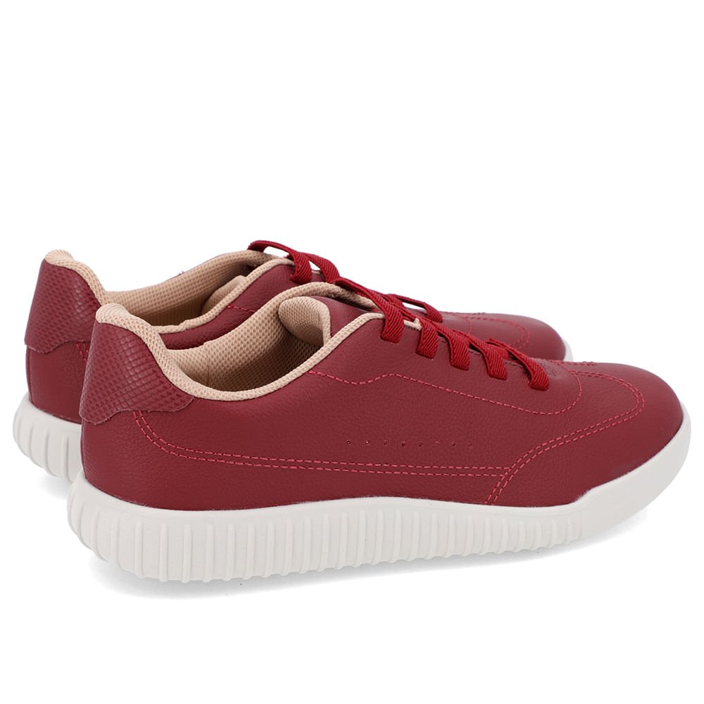 Tênis Casual Vermelho Couro Cadarço Elástico Vermelho 3