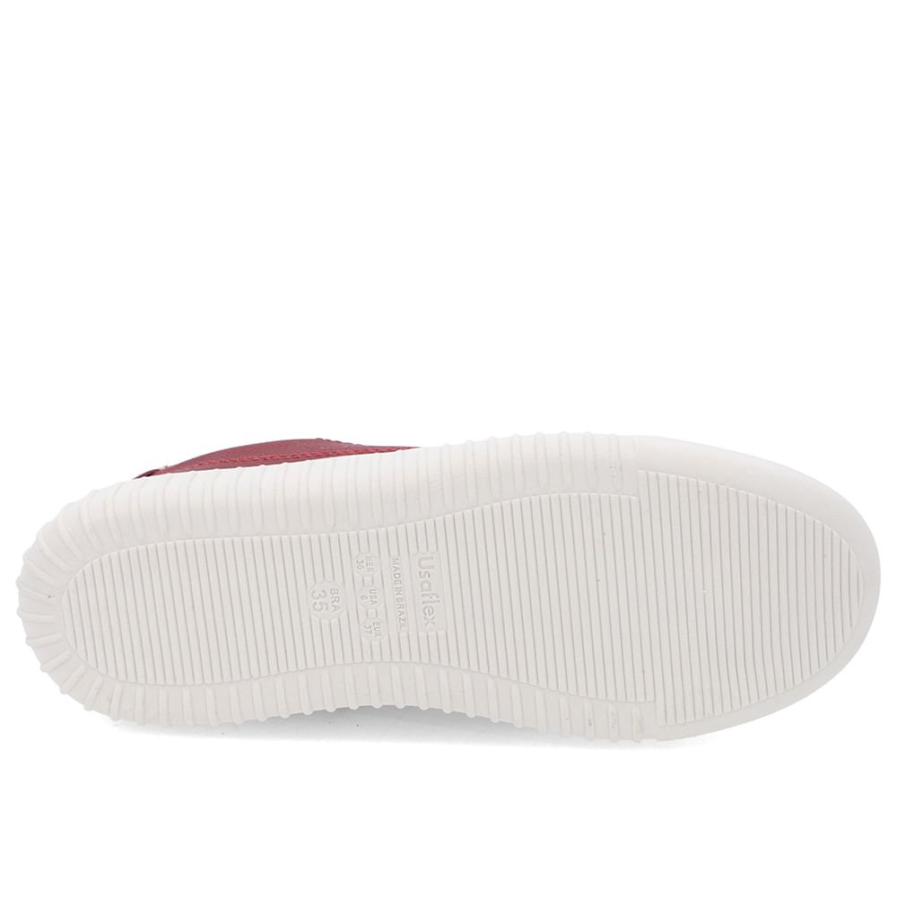 Tênis Casual Vermelho Couro Cadarço Elástico Vermelho 5