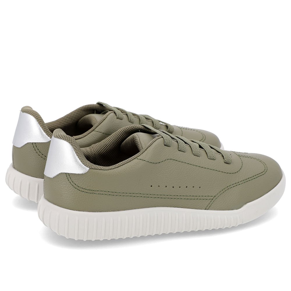 Tênis Casual Verde Couro Cadarço Elástico Verde 3