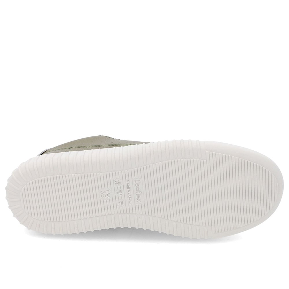 Tênis Casual Verde Couro Cadarço Elástico Verde 5