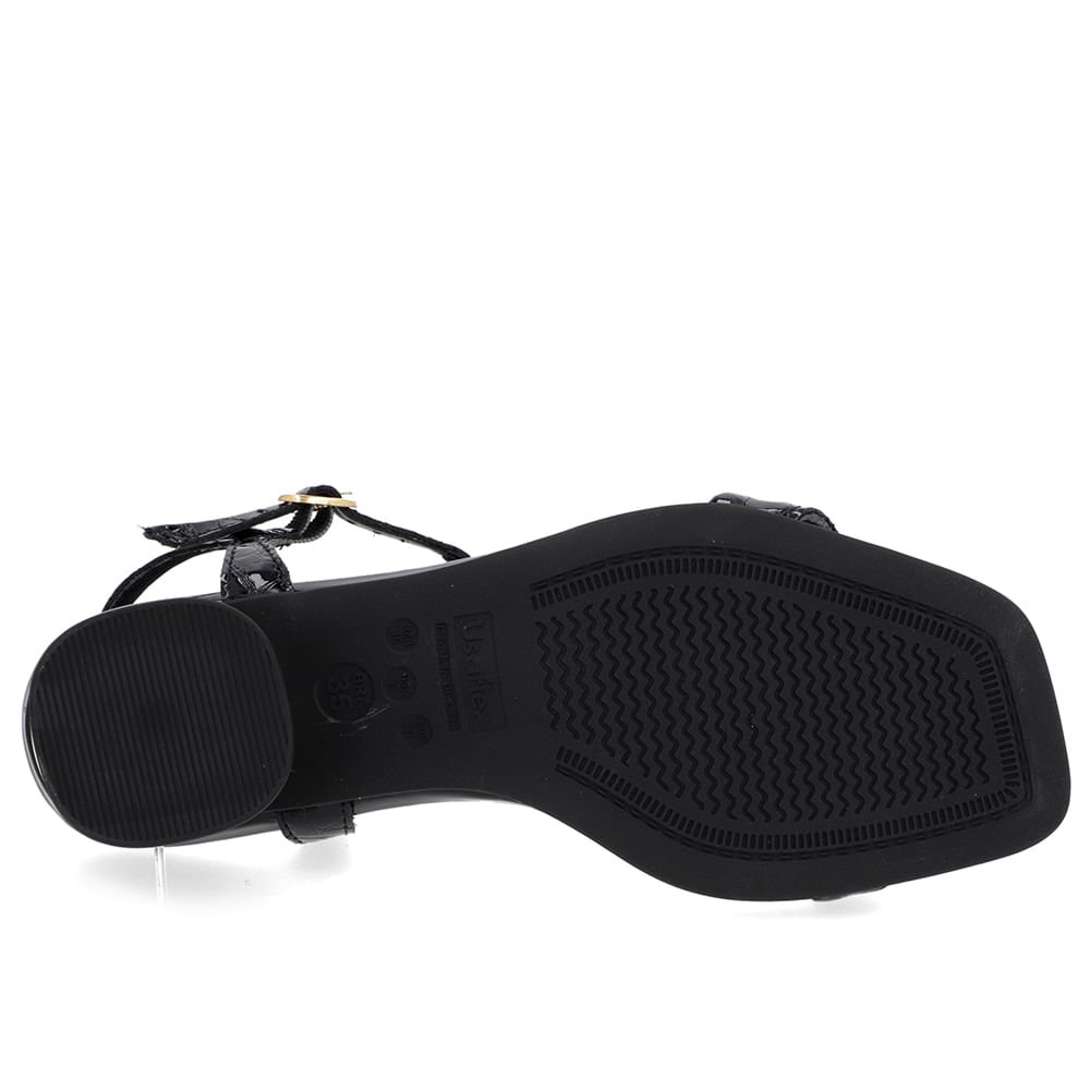 Sandália Salto Bloco Verniz Preta Detalhe Salto Preto 5