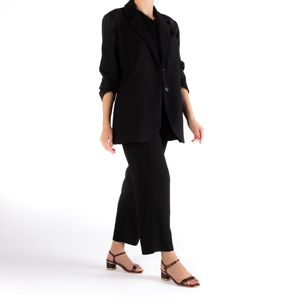 Sandália Salto Bloco Verniz Marrom Detalhe Salto Marrom 4