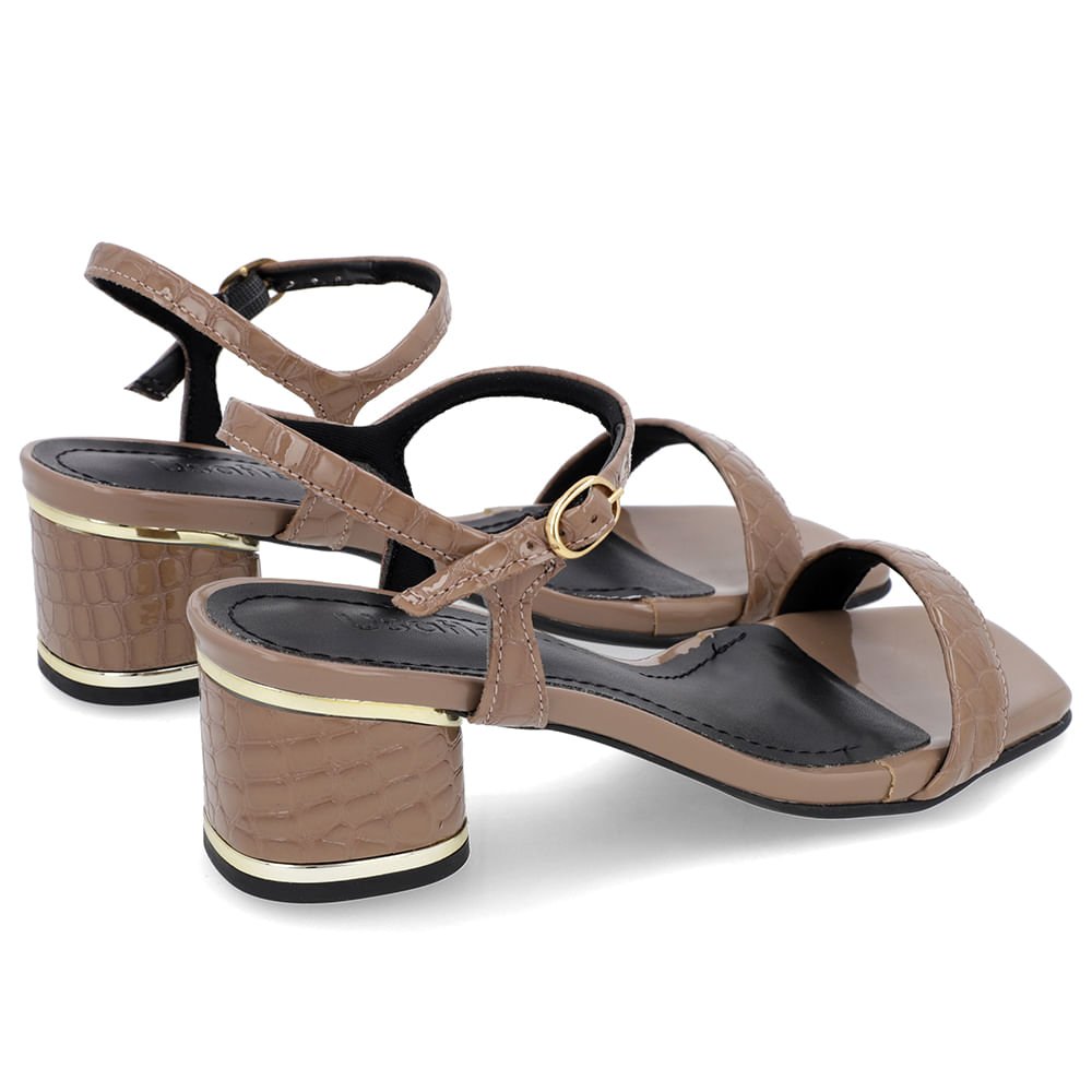 Sandália Salto Bloco Verniz Marrom Detalhe Salto Marrom 5