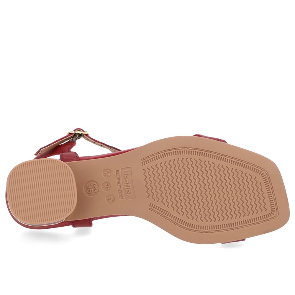 Sandália Salto Bloco Couro Vermelha Detalhe Salto Vermelho 5