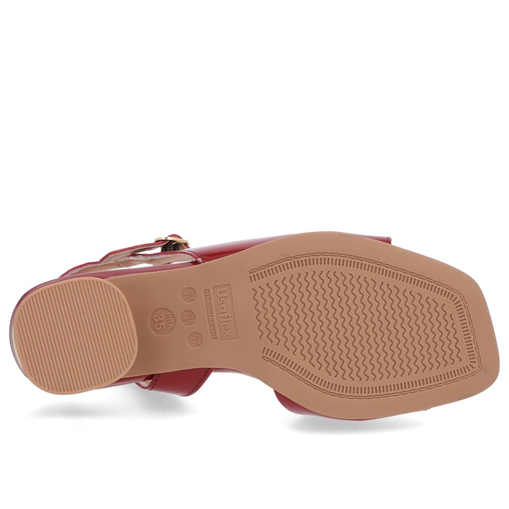 Sandália Recorte Lateral Verniz Vermelha Vermelho 5