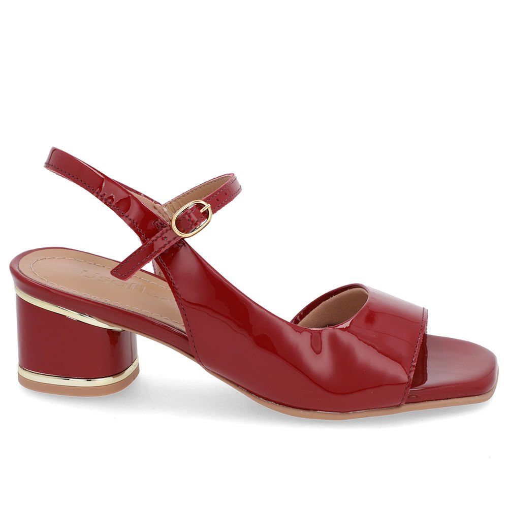 Sandália Recorte Lateral Verniz Vermelha