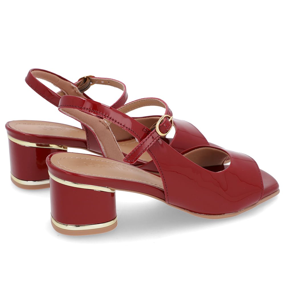 Sandália Recorte Lateral Verniz Vermelha Vermelho 3