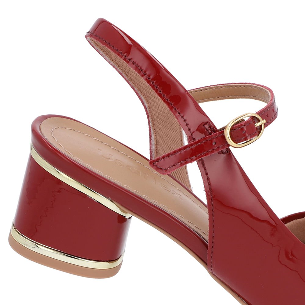 Sandália Recorte Lateral Verniz Vermelha Vermelho 4