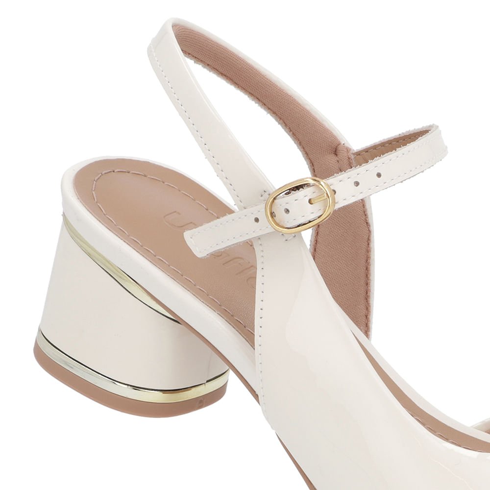 Sandália Recorte Lateral Verniz Branca Marfim Branco 4
