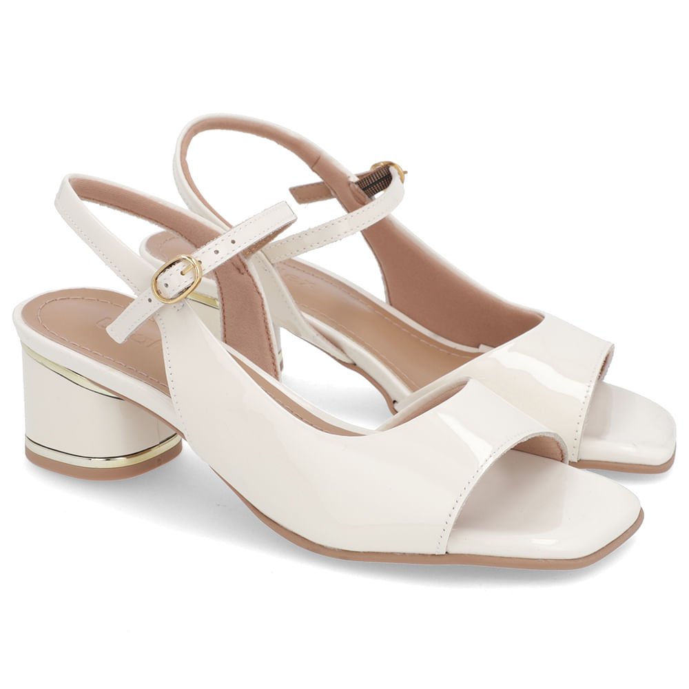 Sandália Recorte Lateral Verniz Branca Marfim Branco 2