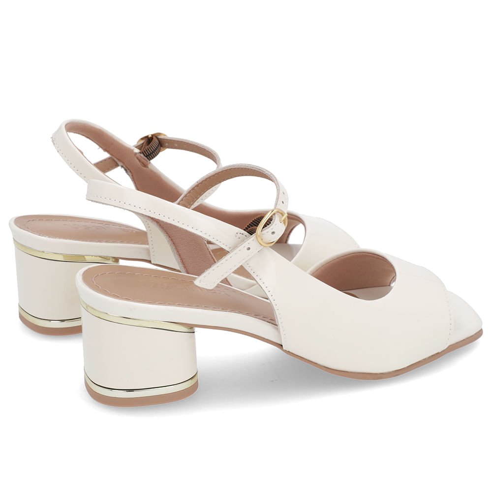 Sandália Recorte Lateral Verniz Branca Marfim Branco 3
