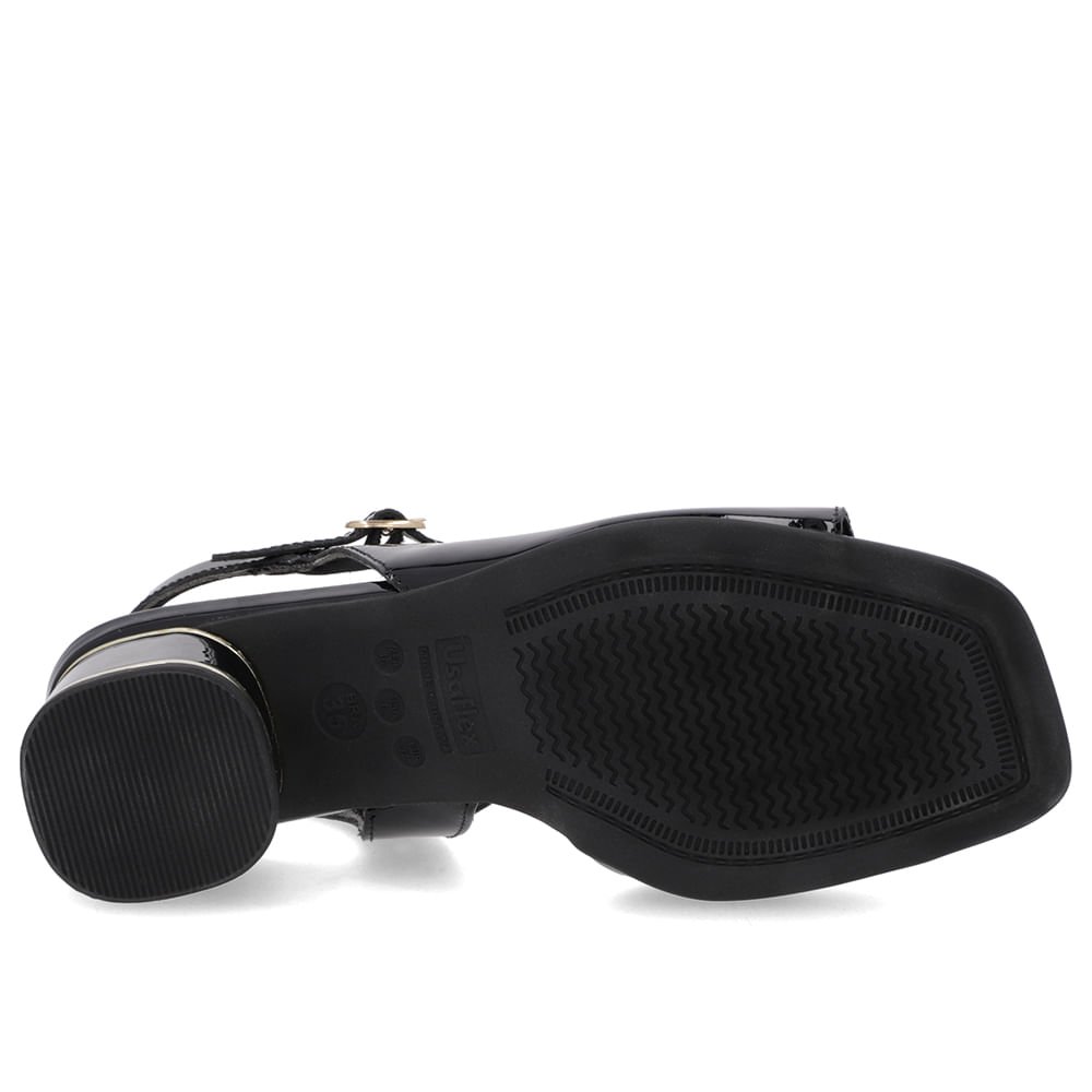 Sandália Recorte Lateral Verniz Preta Preto 5