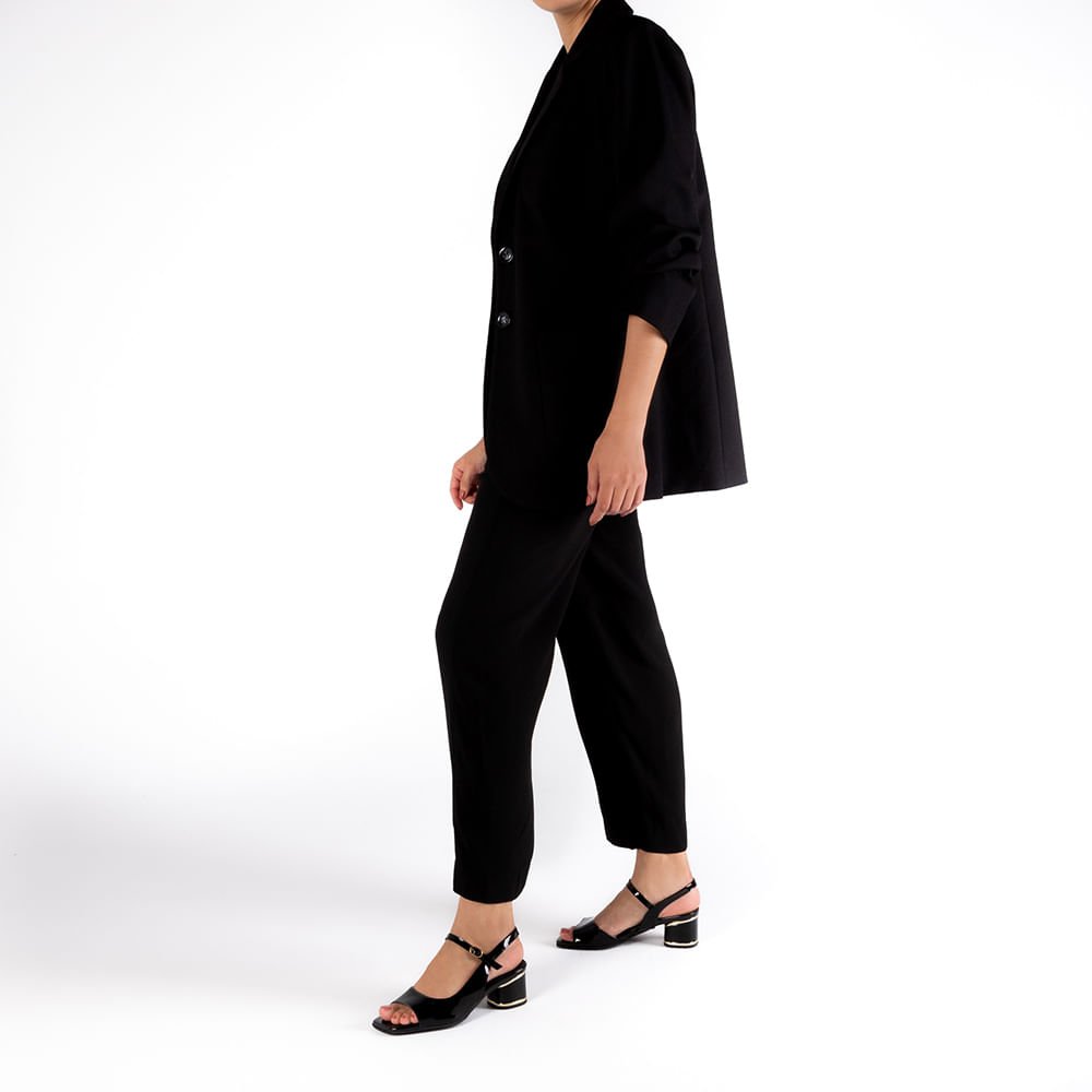 Sandália Recorte Lateral Verniz Preta Preto 4