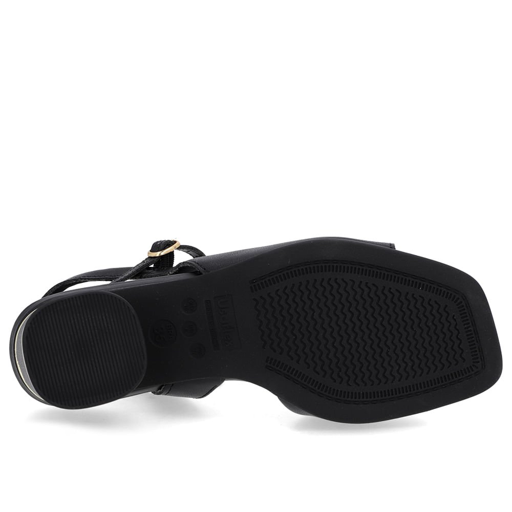 Sandália Recorte Lateral Couro Preta Preto 5