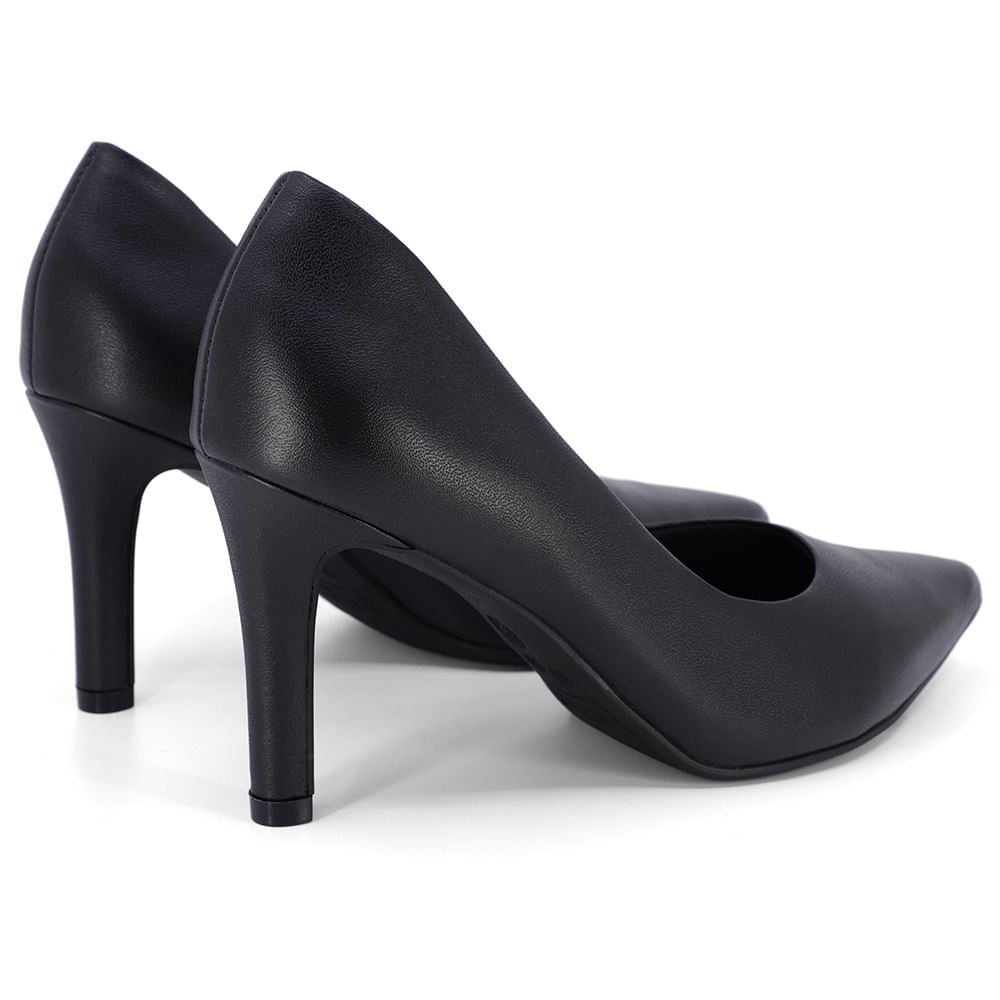 Scarpin Salto Alto Couro Preto Bico Fino Preto 3