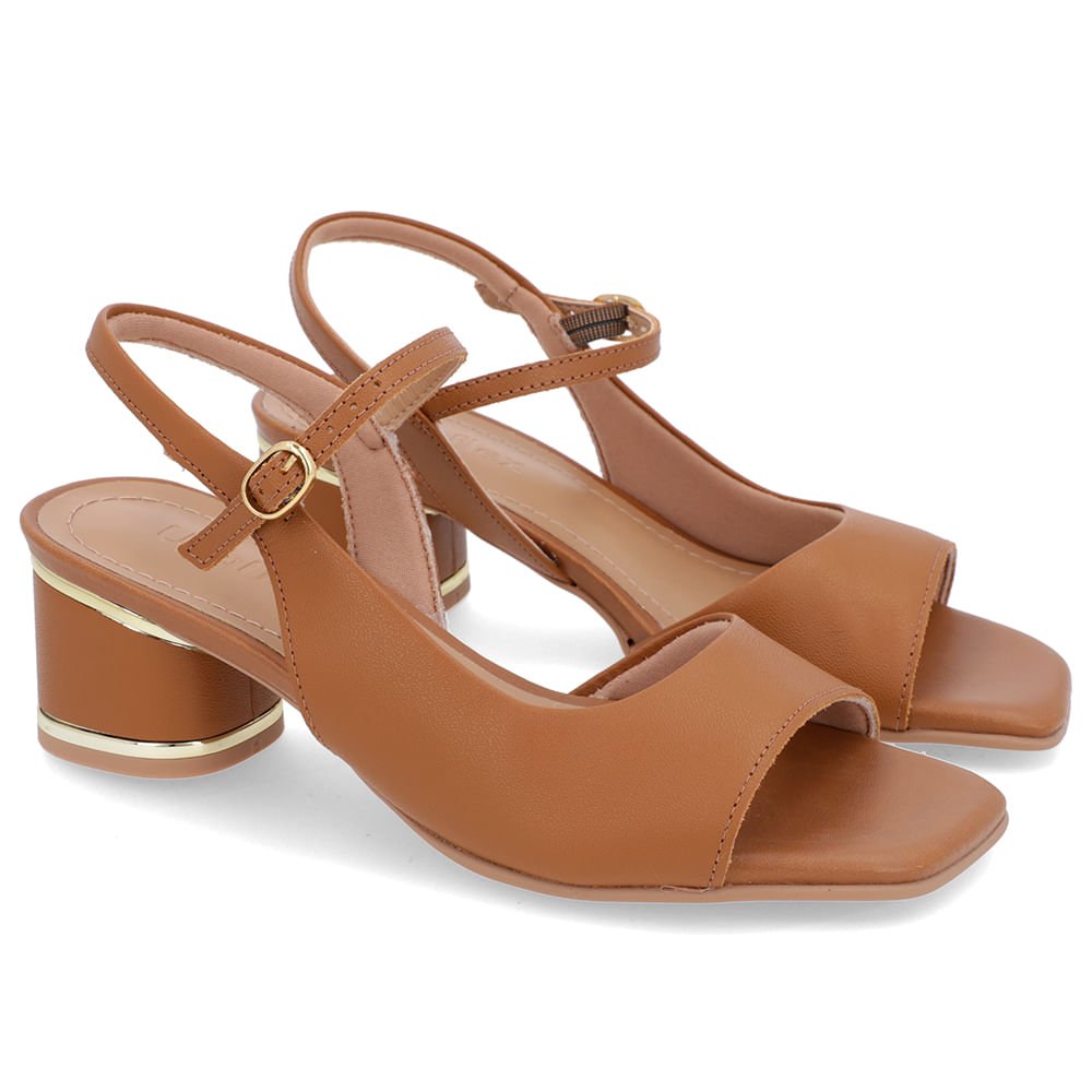 Sandália Recorte Lateral Couro Marrom Marrom 2