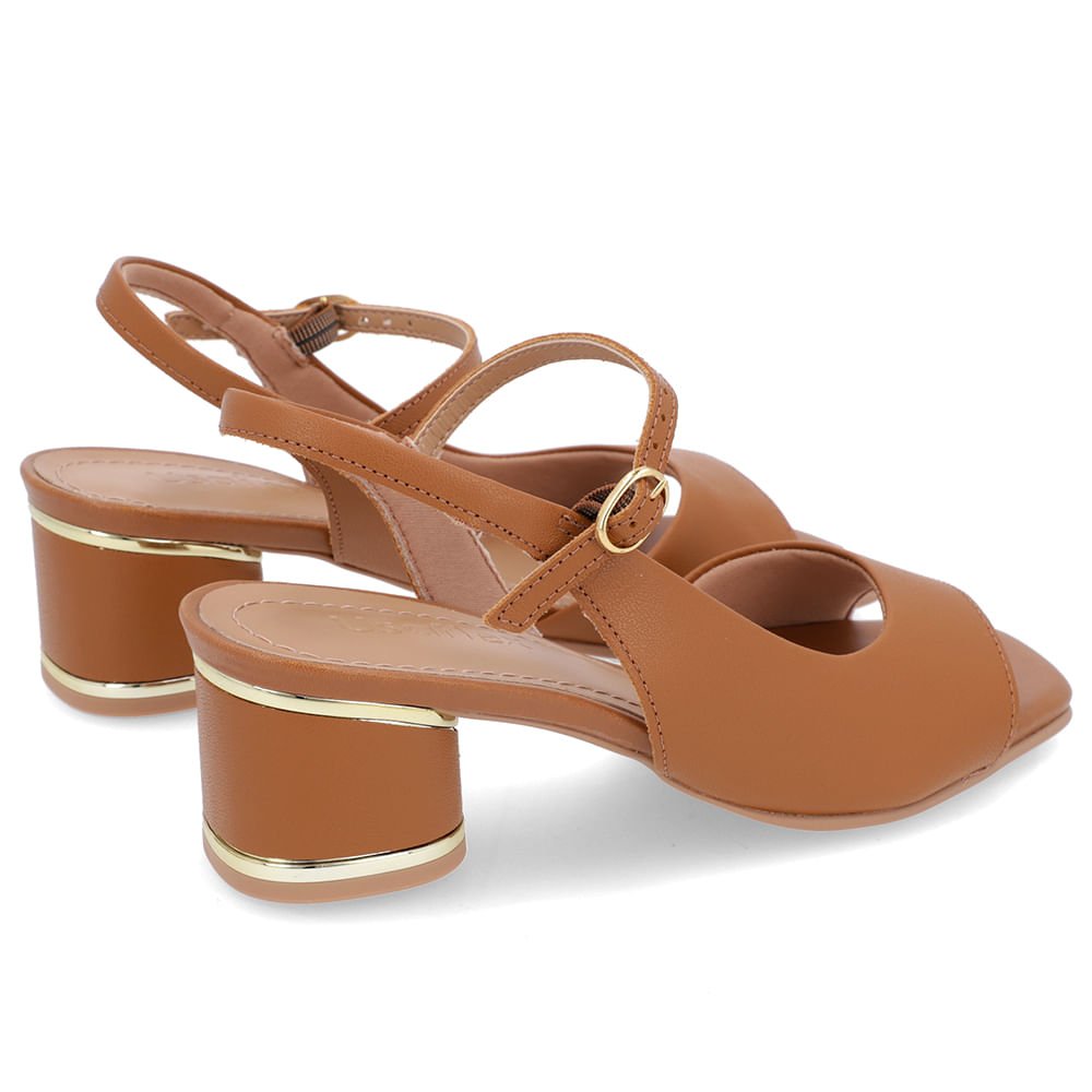 Sandália Recorte Lateral Couro Marrom Marrom 3