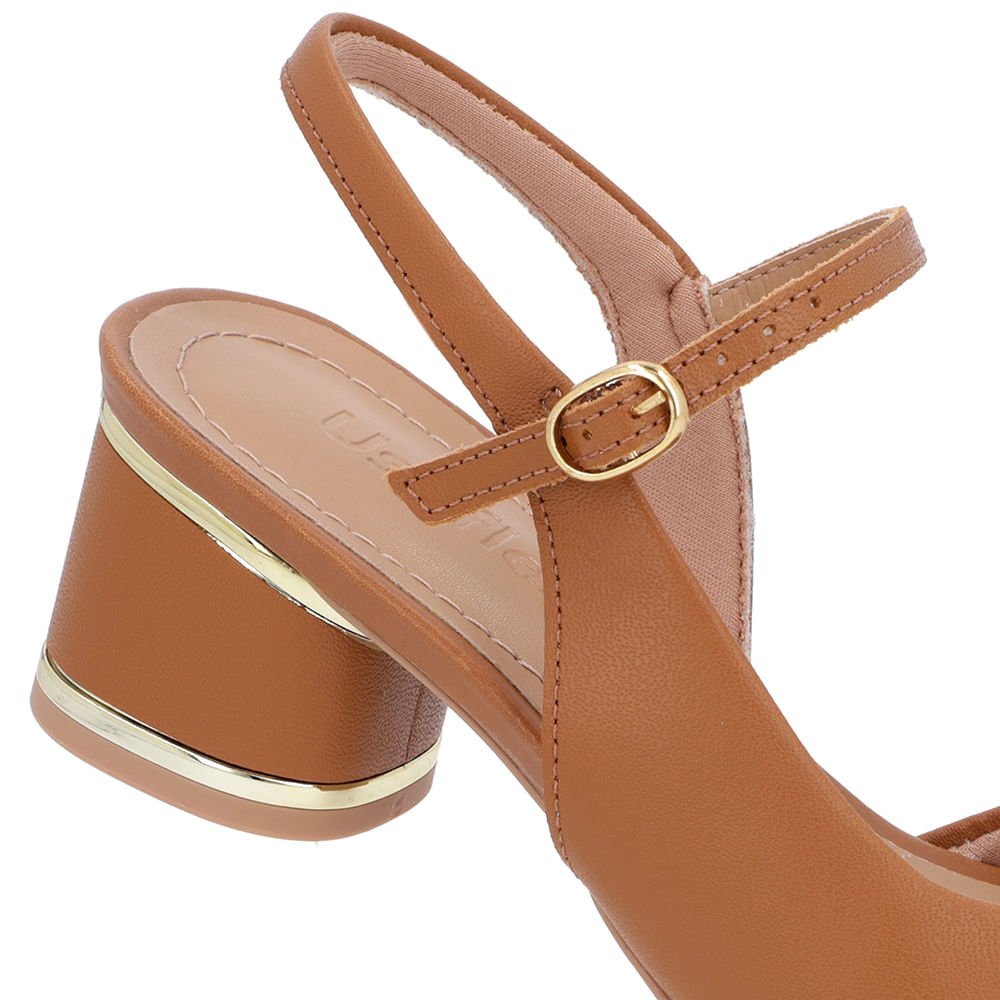 Sandália Recorte Lateral Couro Marrom Marrom 4