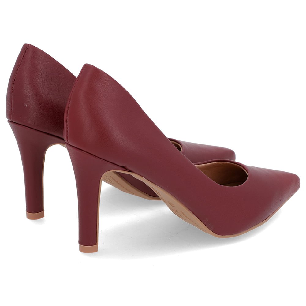 Scarpin Salto Alto Couro Vermelho Bico Fino Bordô 3