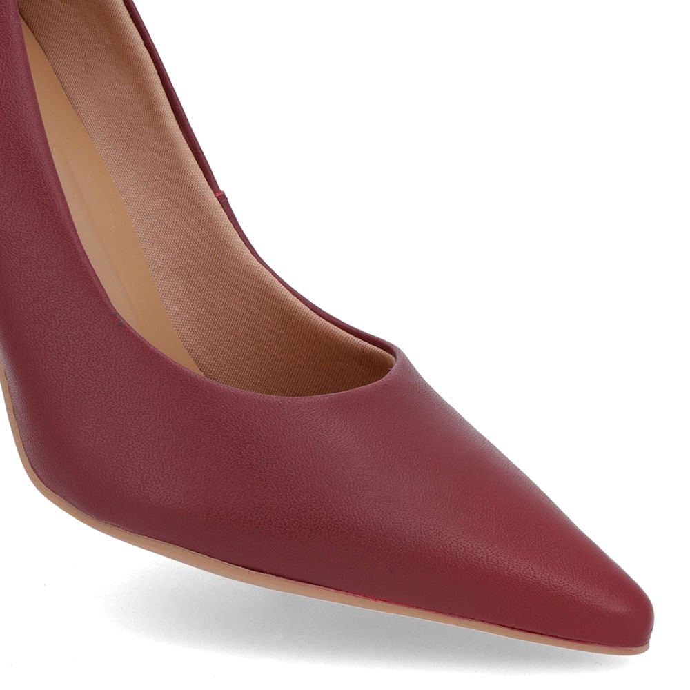 Scarpin Salto Alto Couro Vermelho Bico Fino Bordô 4