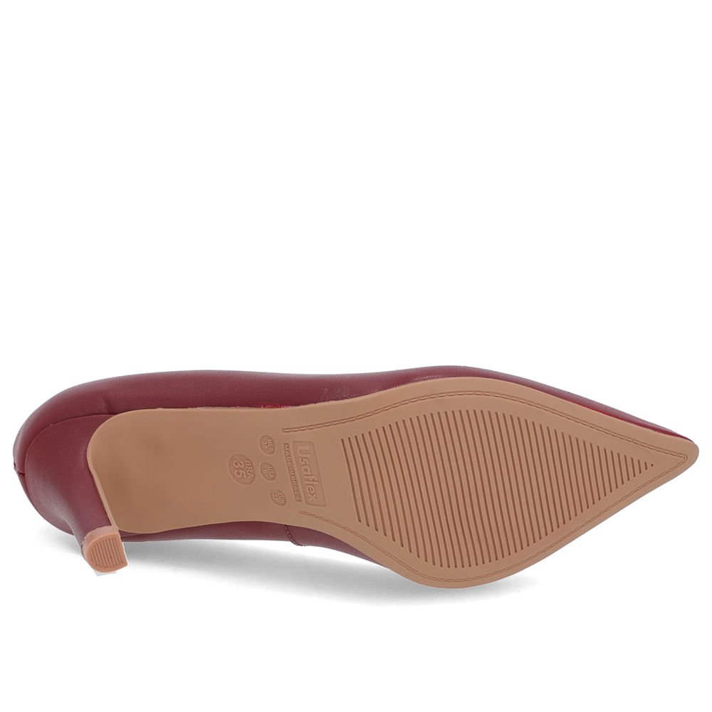Scarpin Salto Alto Couro Vermelho Bico Fino Bordô 5