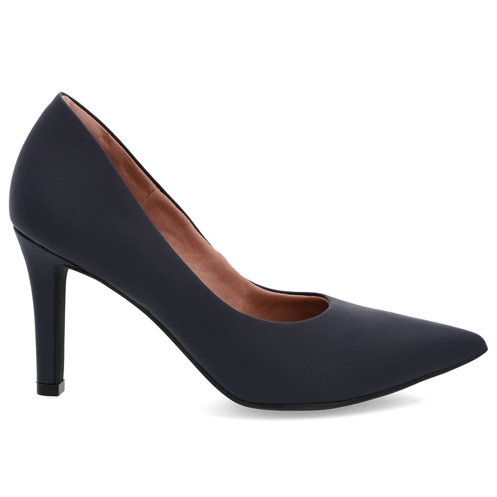 Scarpin Salto Alto Couro Azul Bico Fino