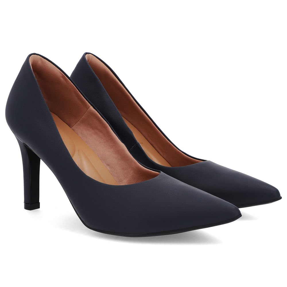 Scarpin Salto Alto Couro Azul Bico Fino Azul 2