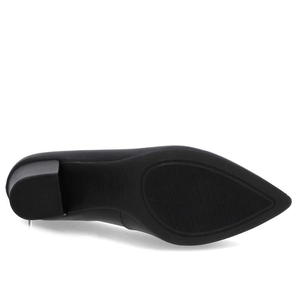 Scarpin Salto Bloco Couro Preto Bico Fino Preto 5