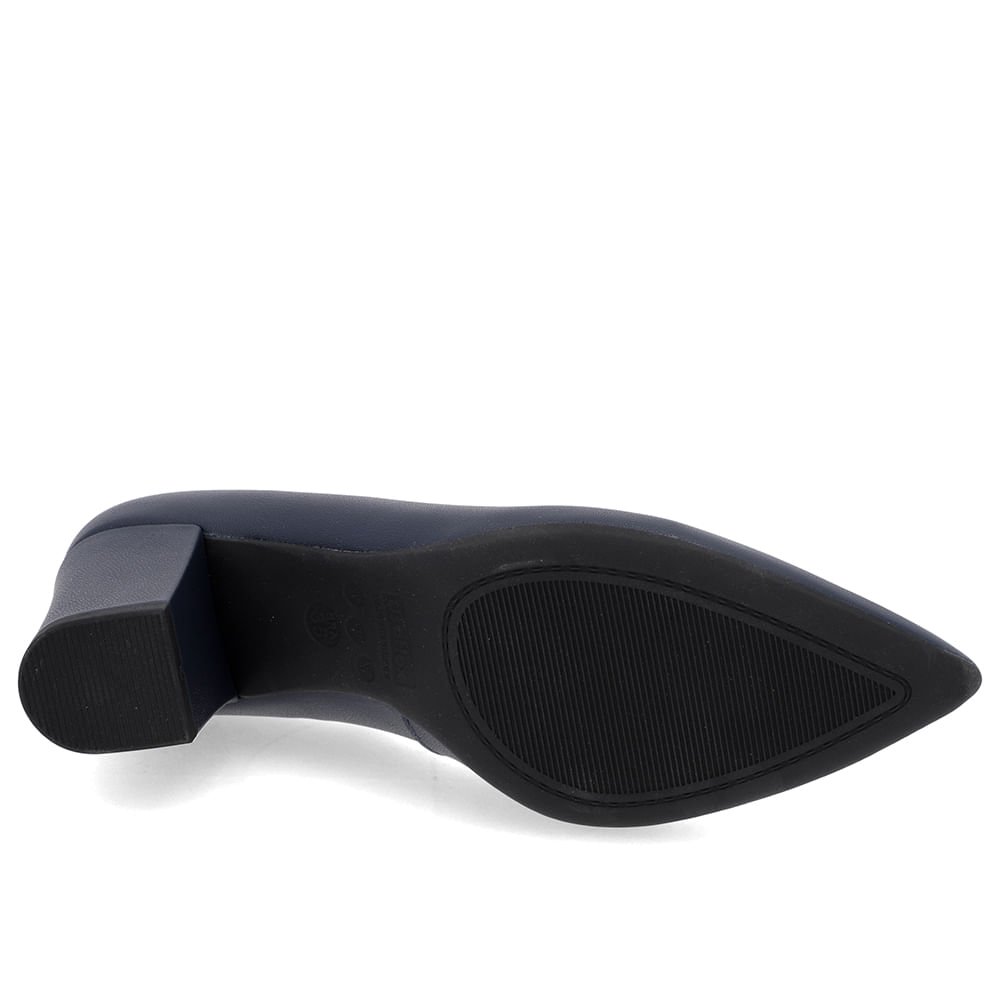 Scarpin Salto Bloco Couro Azul Bico Fino Azul 5