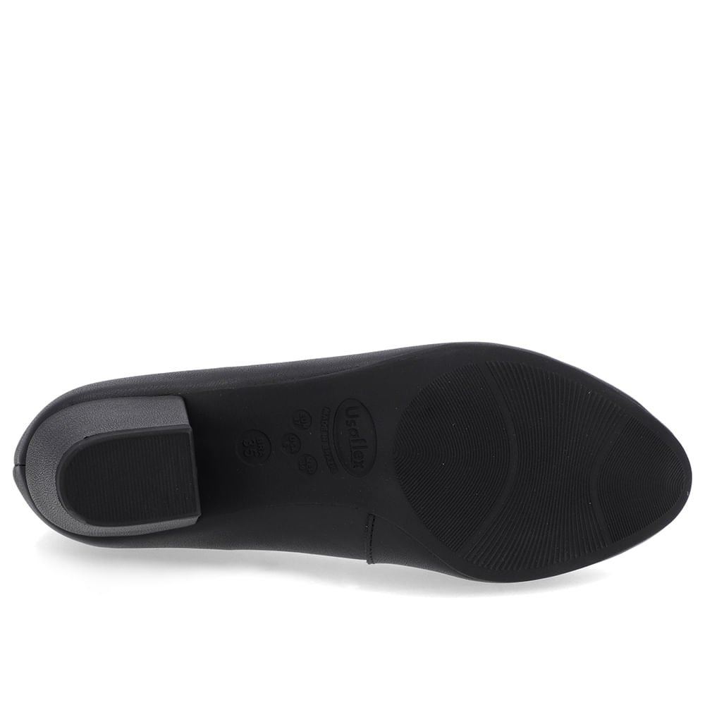 Scarpin Salto Bloco Couro Preto Bico Redondo Preto 5