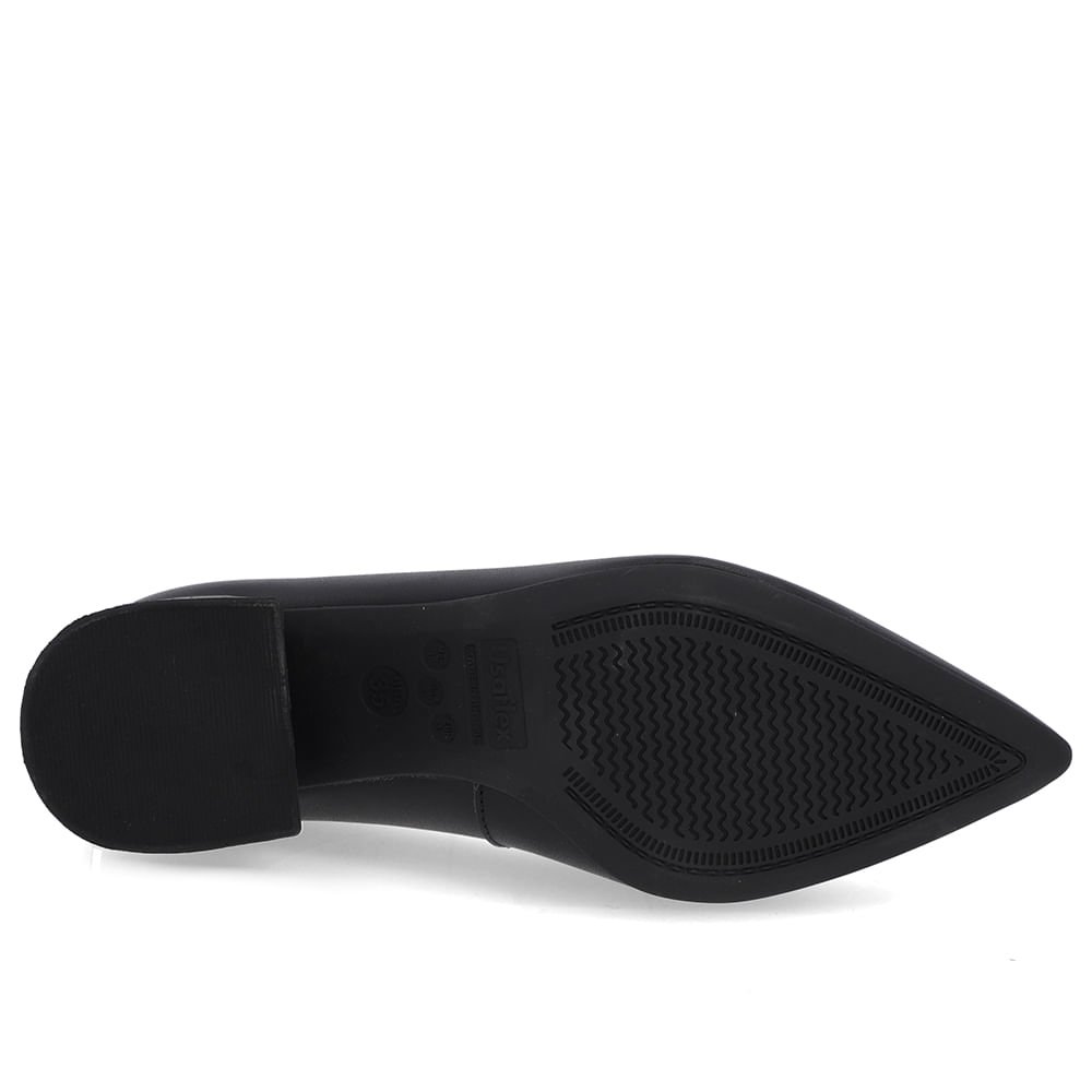 Scarpin Salto Bloco Couro Preto Bico Fino Preto 5