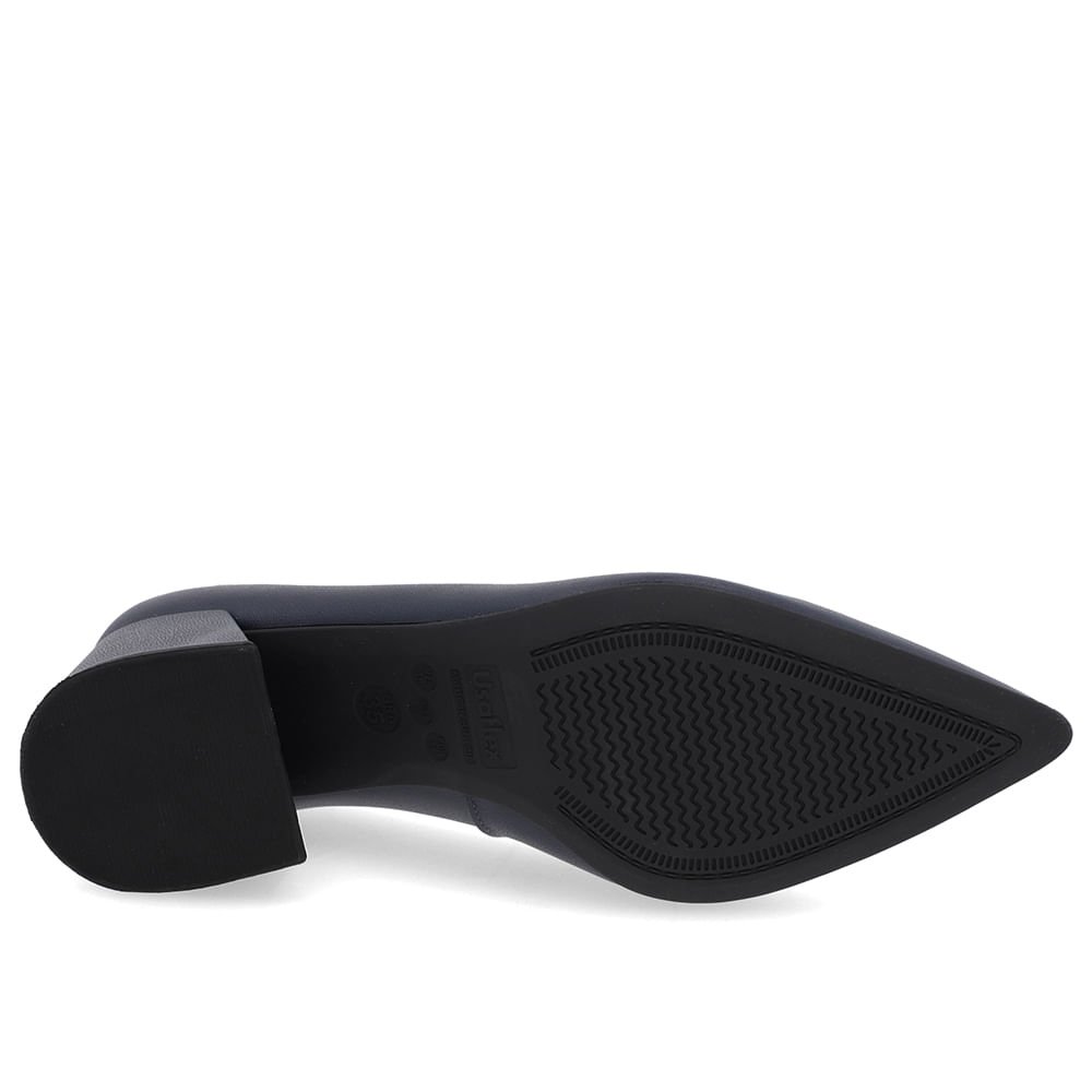 Scarpin Salto Bloco Couro Azul Bico Fino Azul 5