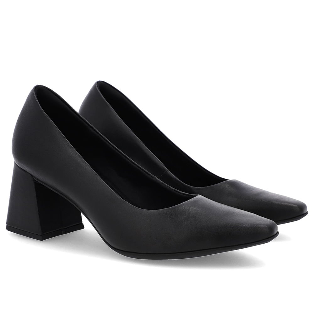 Scarpin Básico Couro Preto Bico Fino Preto 2
