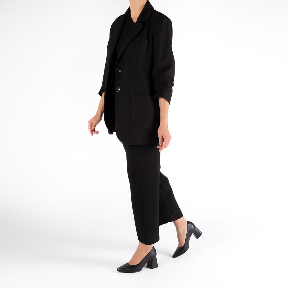 Scarpin Básico Couro Preto Bico Fino Preto 4