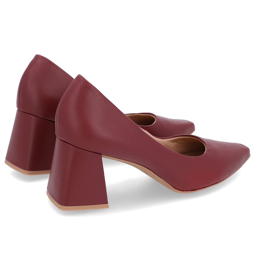 Scarpin Básico Couro Vermelho Bico Fino Bordô 3