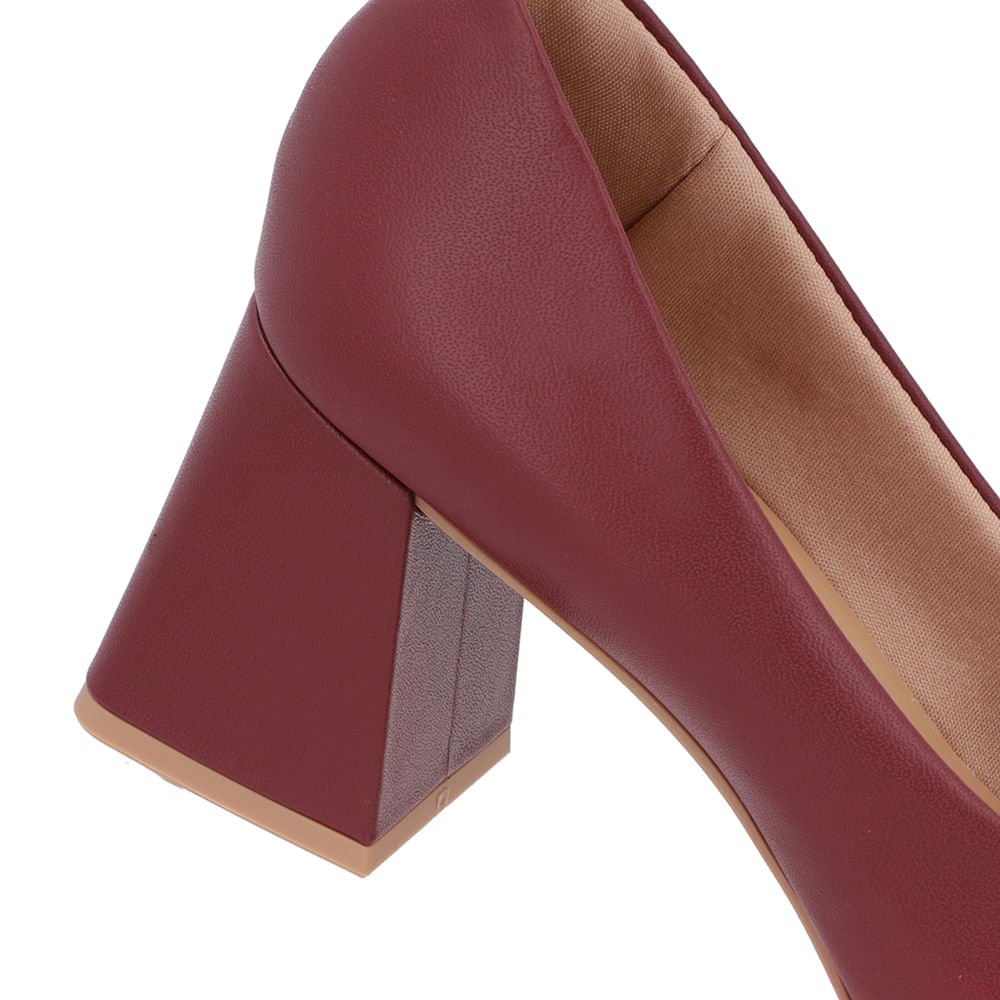 Scarpin Básico Couro Vermelho Bico Fino Bordô 4