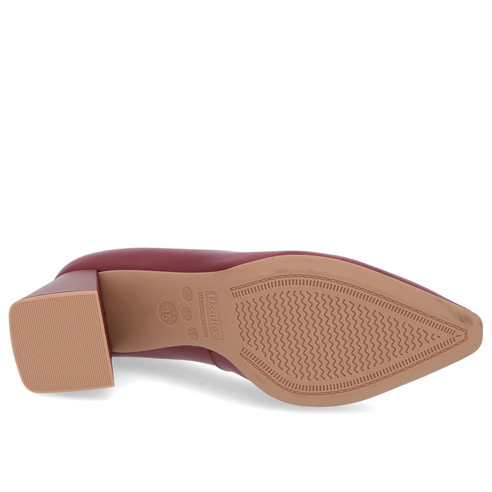Scarpin Básico Couro Vermelho Bico Fino Bordô 5