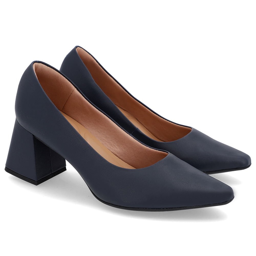 Scarpin Básico Couro Azul Bico Fino Azul 2