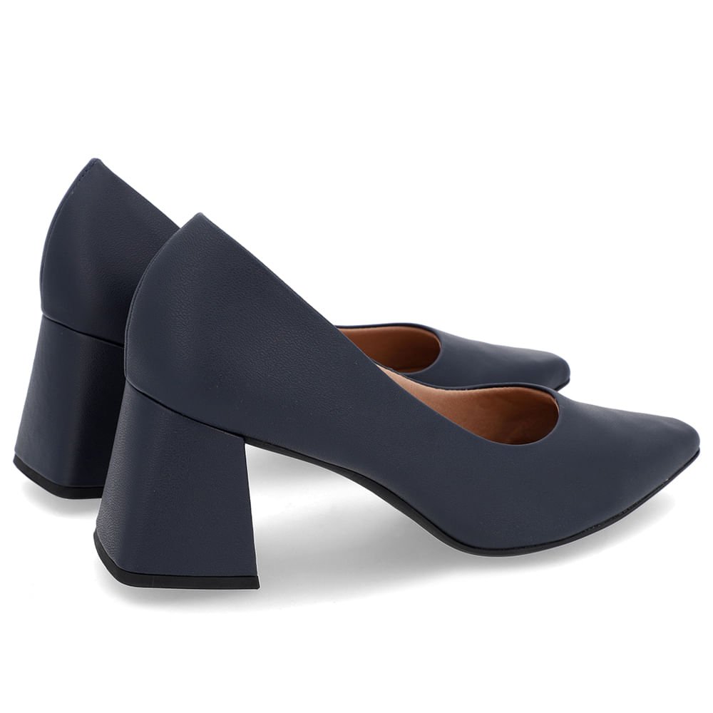 Scarpin Básico Couro Azul Bico Fino Azul 3