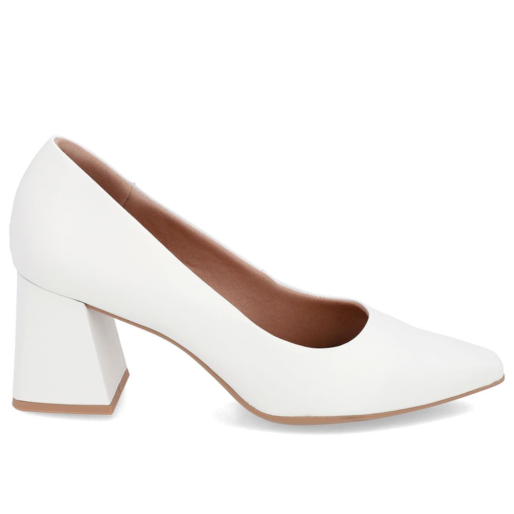Scarpin Básico Couro Branco Bico Fino
