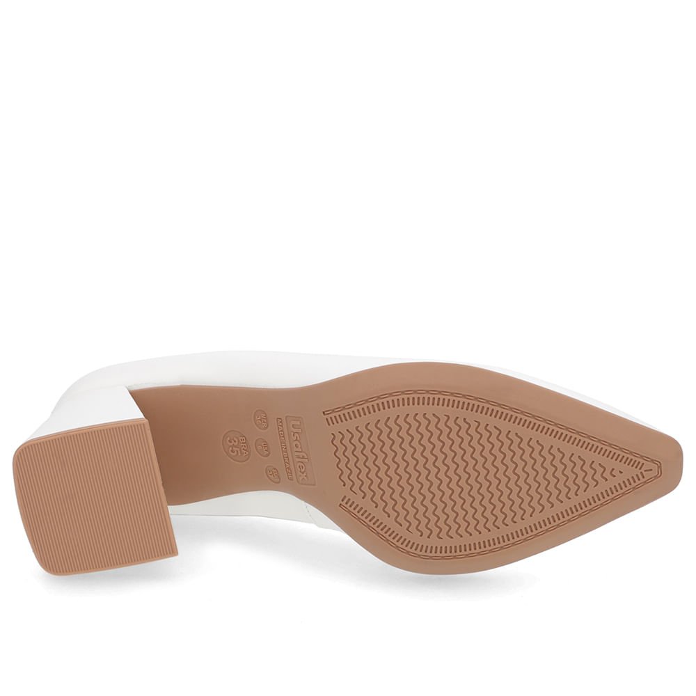 Scarpin Básico Couro Branco Bico Fino Branco 5