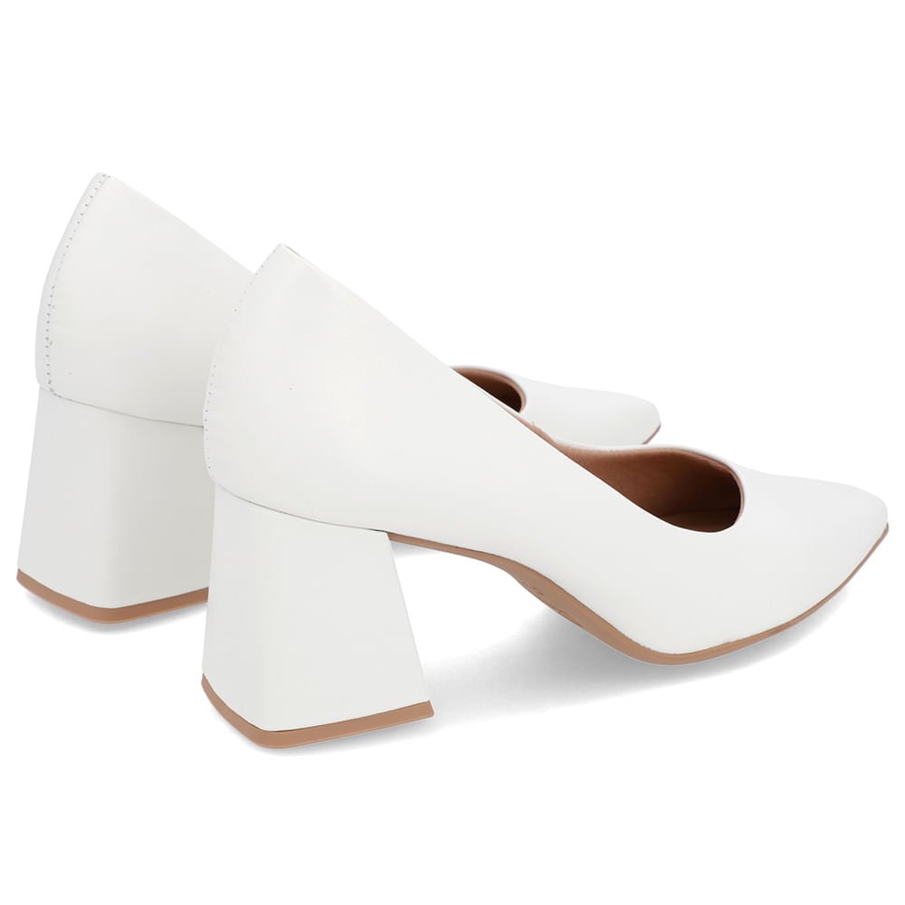 Scarpin Básico Couro Branco Bico Fino Branco 3