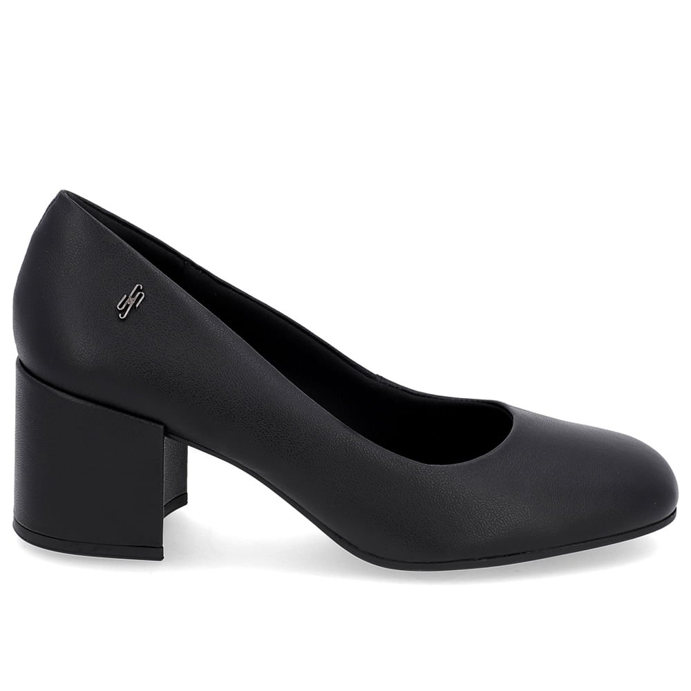 Scarpin Básico Couro Preto Bico Quadrado