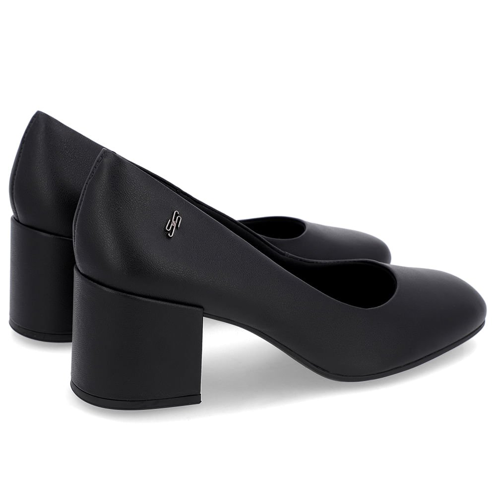 Scarpin Básico Couro Preto Bico Quadrado Preto 3