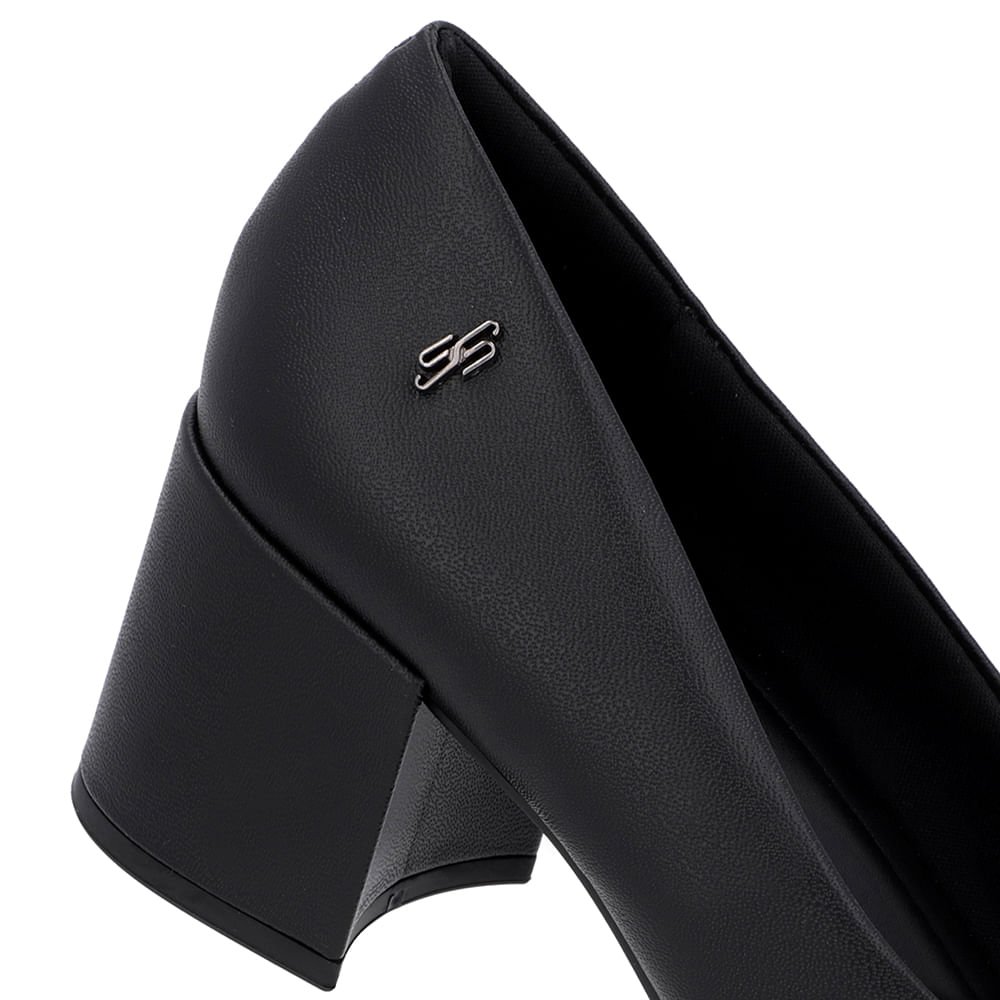 Scarpin Básico Couro Preto Bico Quadrado Preto 4